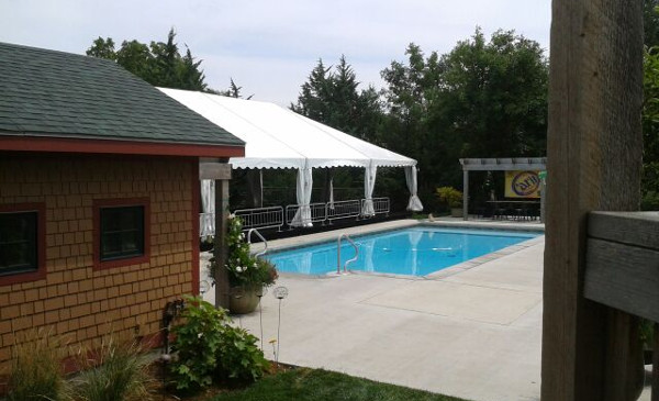View of 30 X 60 tent by pool