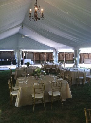 Wedding Reception at the historic Marton Barns at Arbor Day Farm with clear