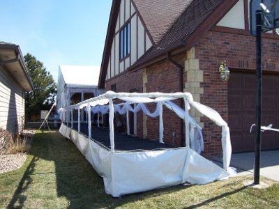 Day time view of Lincoln Ne wedding reception tent entrance