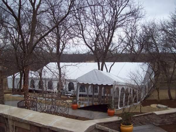 wedding tent with cathedral walls rented for wedding reception at a home in Denton, Nebraska