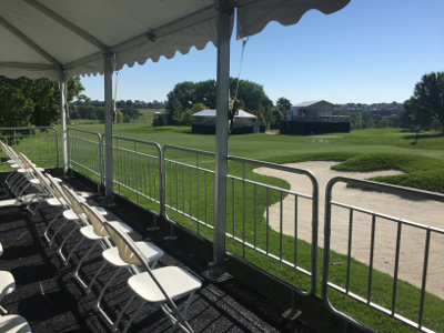 skybox set on hill at golf tournament