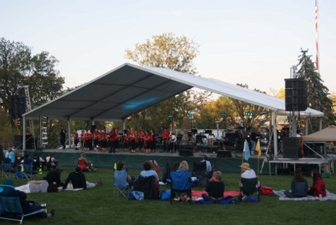 Image of concert at Turner Park Omaha, NE concert tent used for outdoor stage cover 