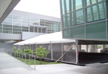 Image of entry way tent at Holland Preforming Arts Center Omaha, Ne