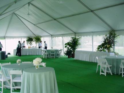 Inside view frame tent with flooring and carpet
