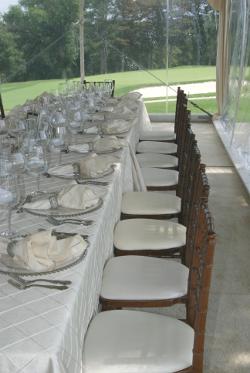 Image of clear wall showing golf course from Omaha NE wedding tent rental