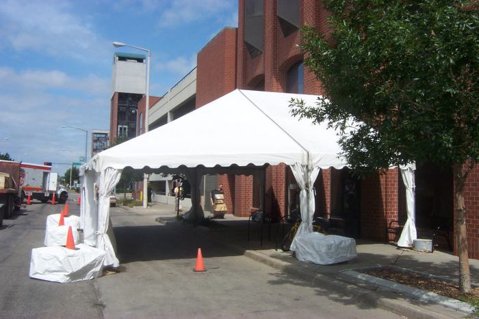 image of Unique Frame Tent set in street